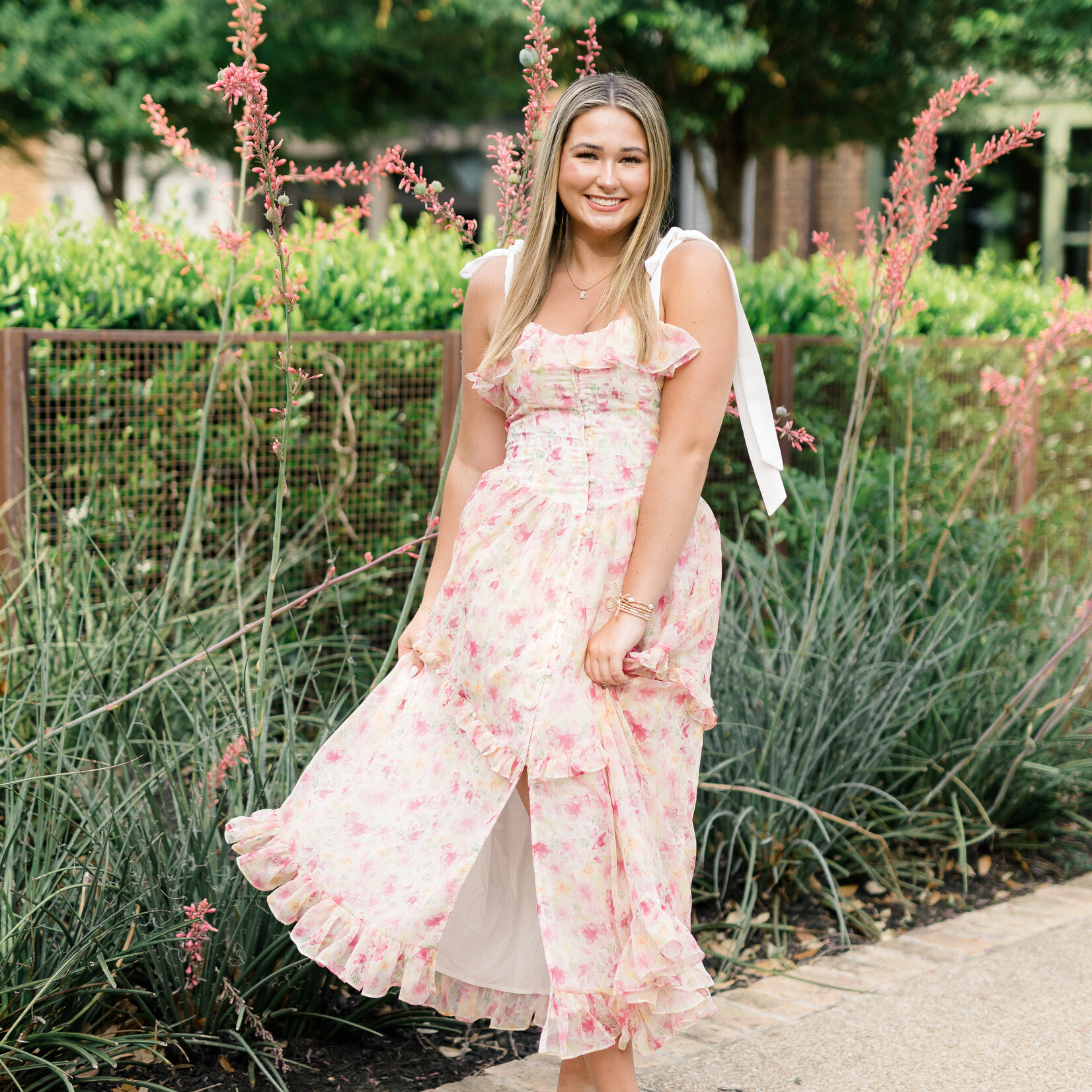 Floral Print Button Midi Dress