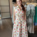 entro Floral Cutout Tie Waist Maxi Dress
