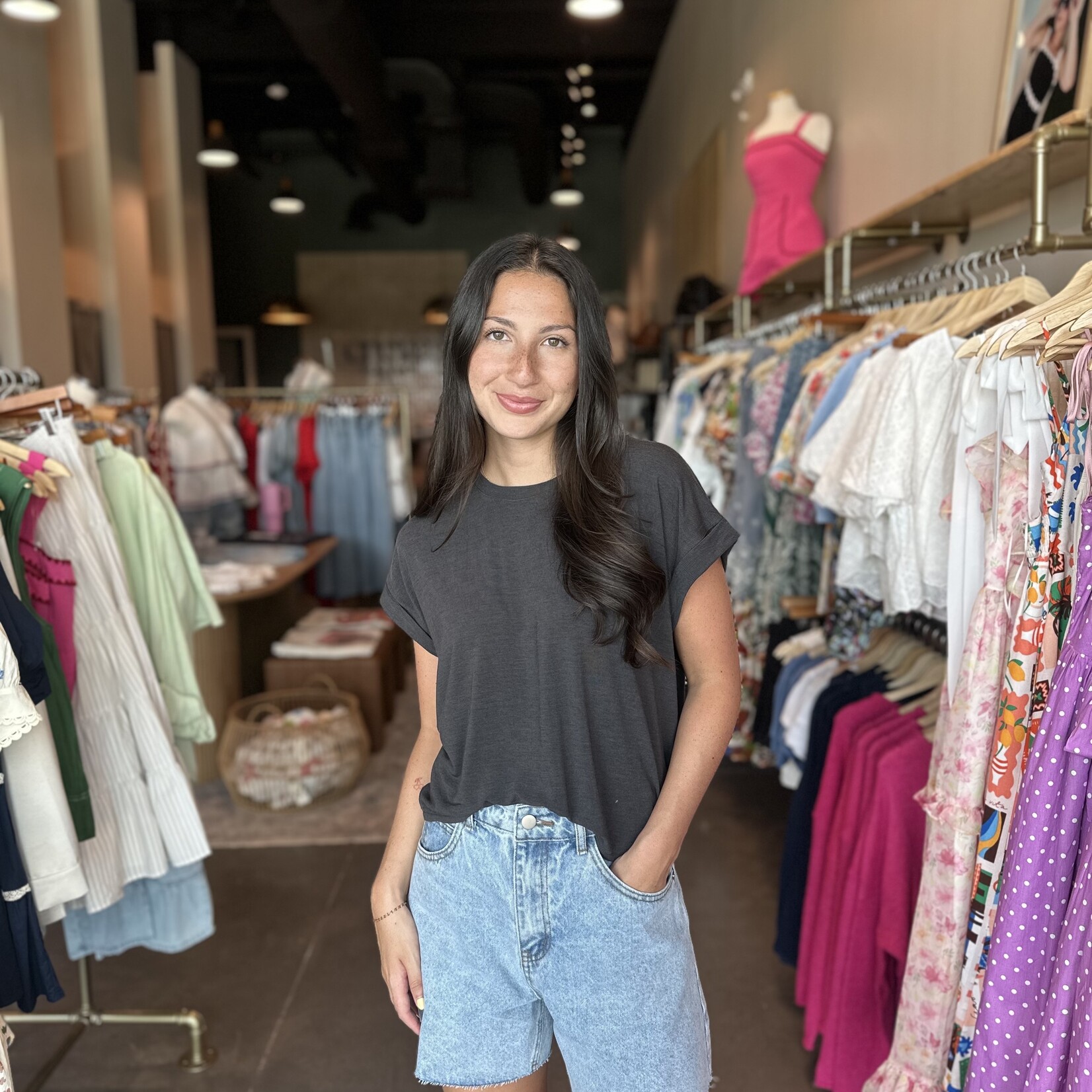 miou muse Washed Denim Short