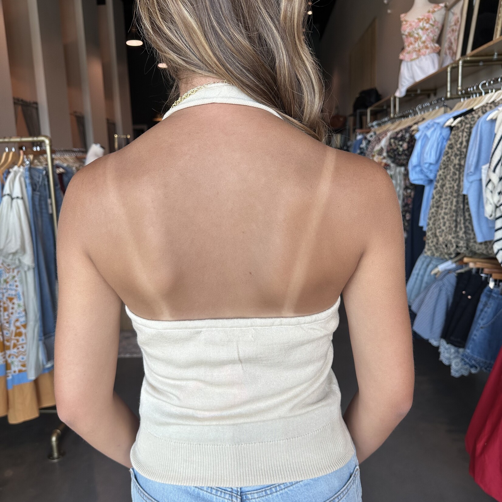 Button Front Halter Top