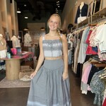 B/W Gingham Print Midi Set