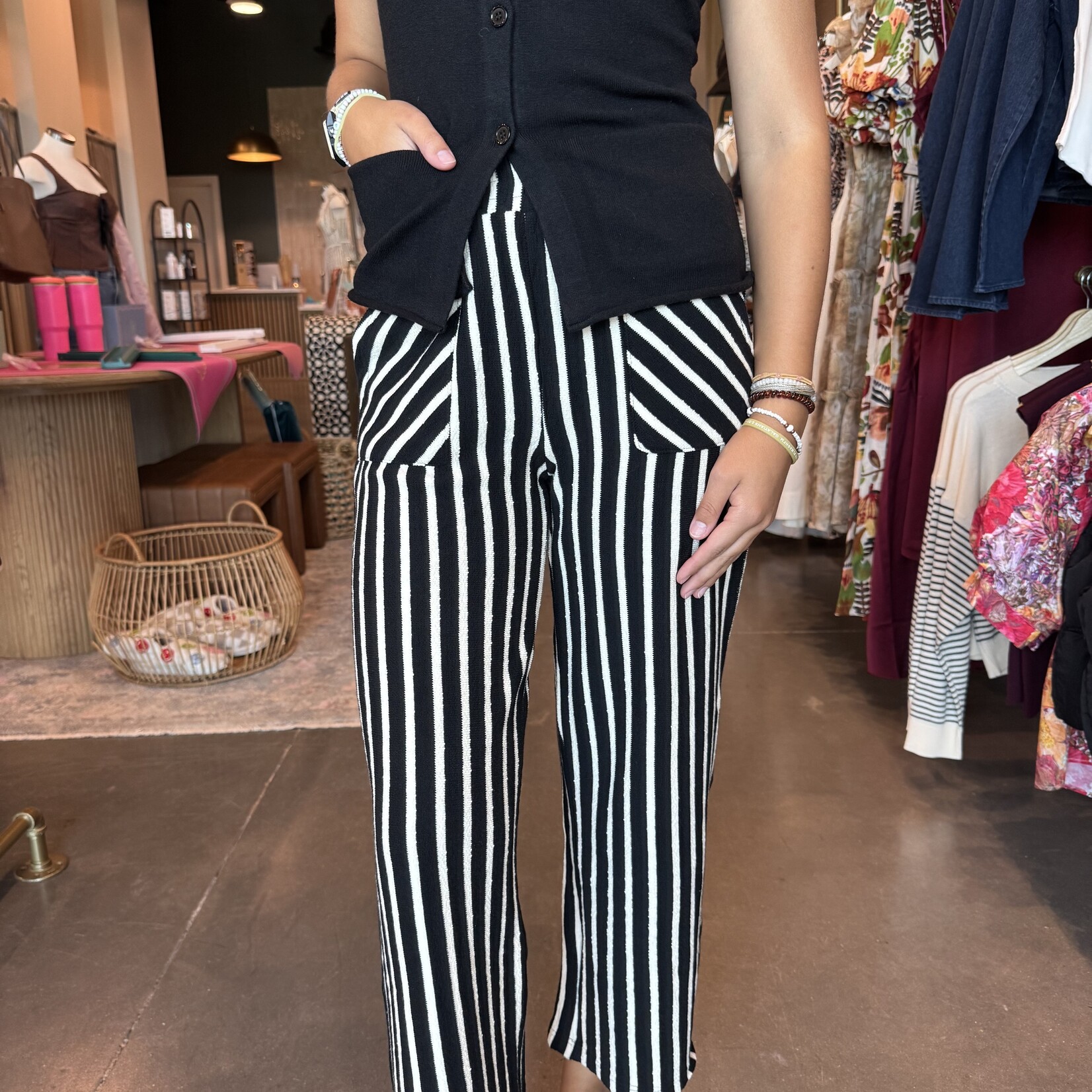 miou muse Stripe Print Terrycloth Wide Leg Pants