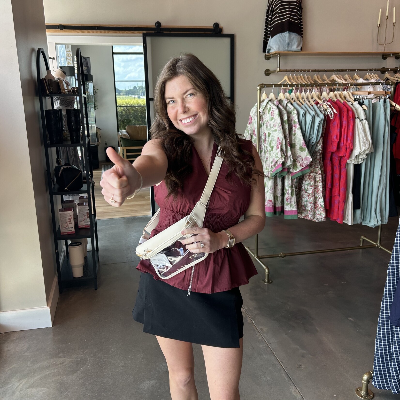 tcec Smocked Waist Zipper Detail Top