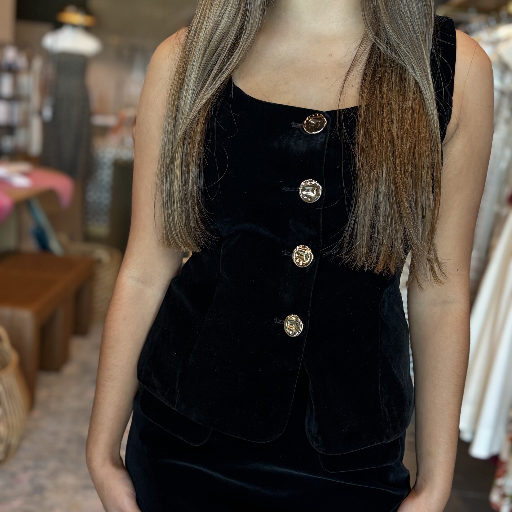 Velvet Vest and Skirt Set