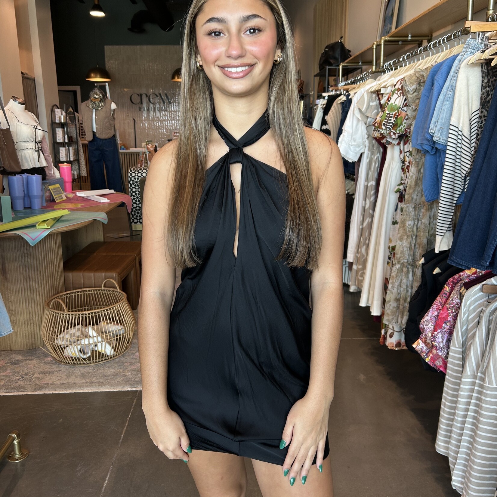 Silk Halter Mini Dress