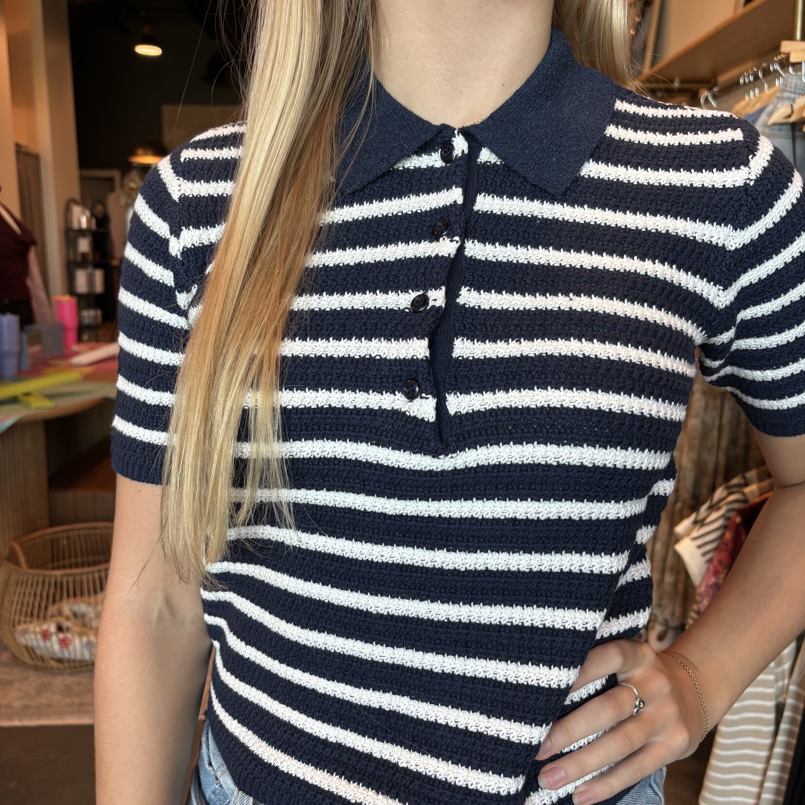 Striped Polo Sweater