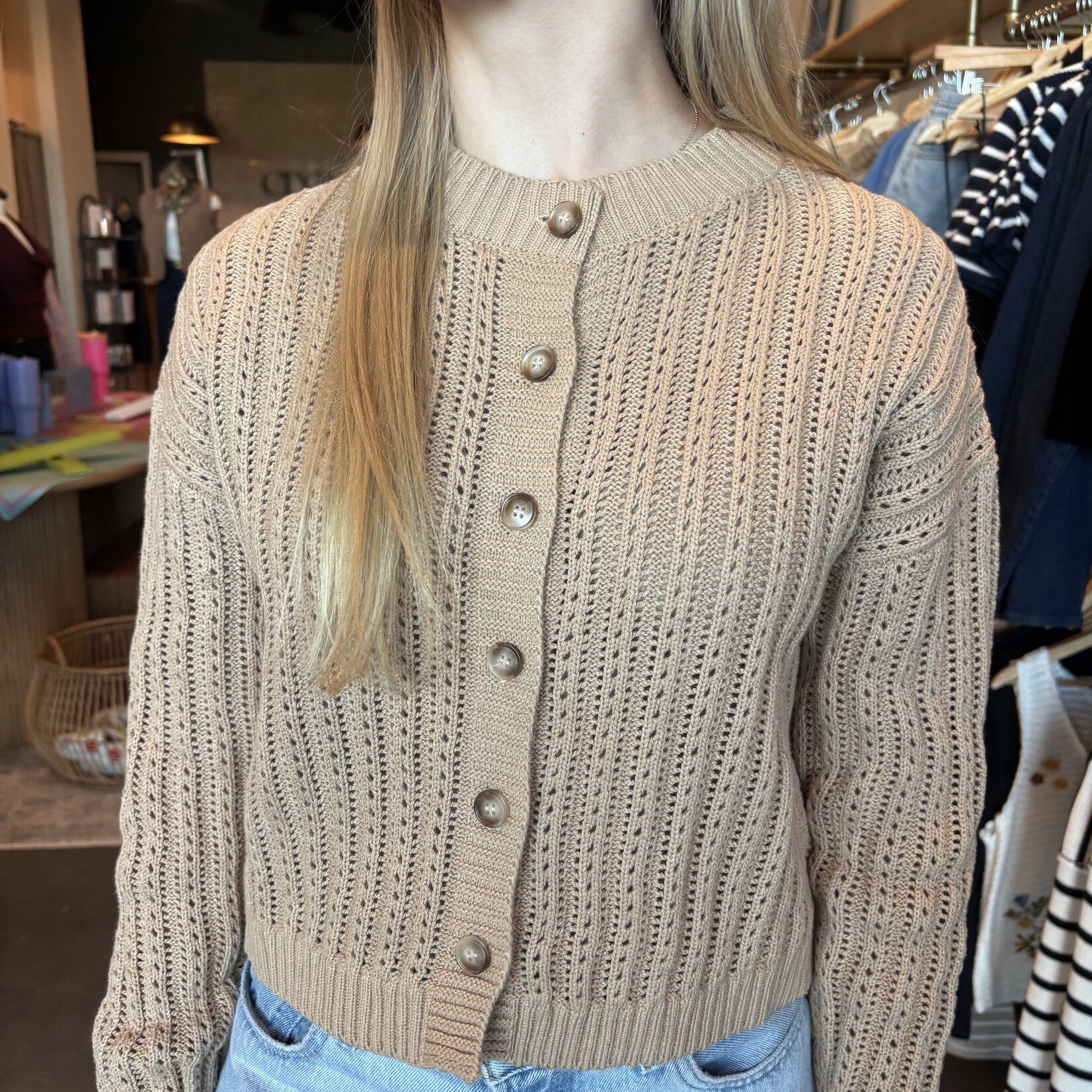 Button Down Open Knit Sweater