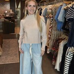 Wide Leg Drawstring Denim Pants