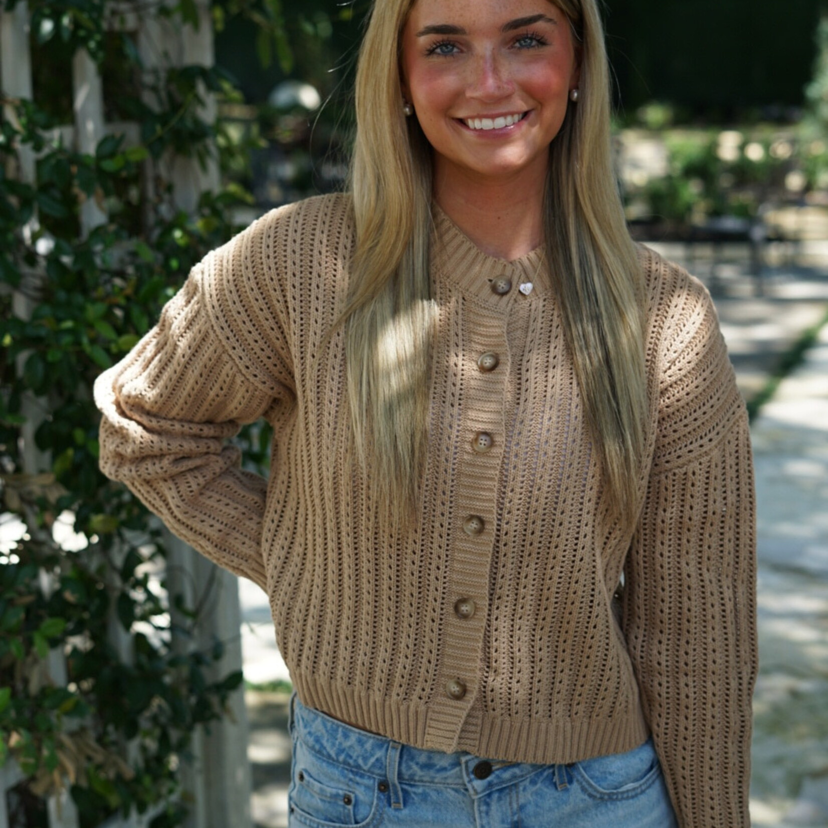 Button Down Open Knit Sweater