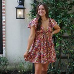 Floral Print Flutter Sleeve Mini Dress