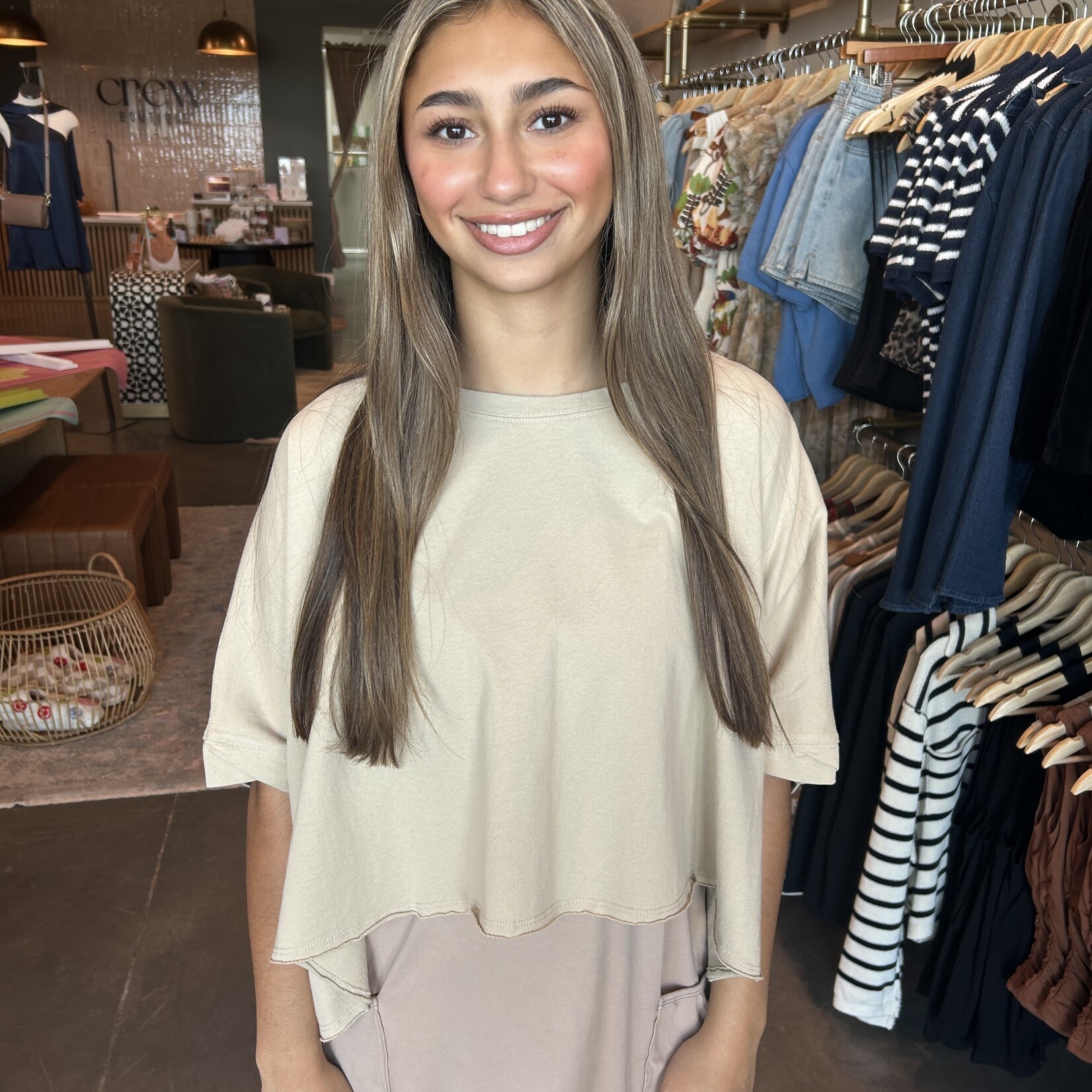 miou muse Oversize Boxy Cropped Tee