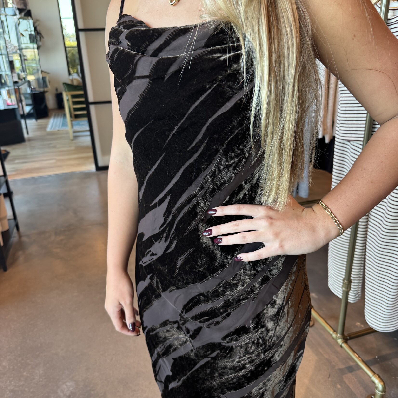 miou muse Velvet Texture Maxi Dress
