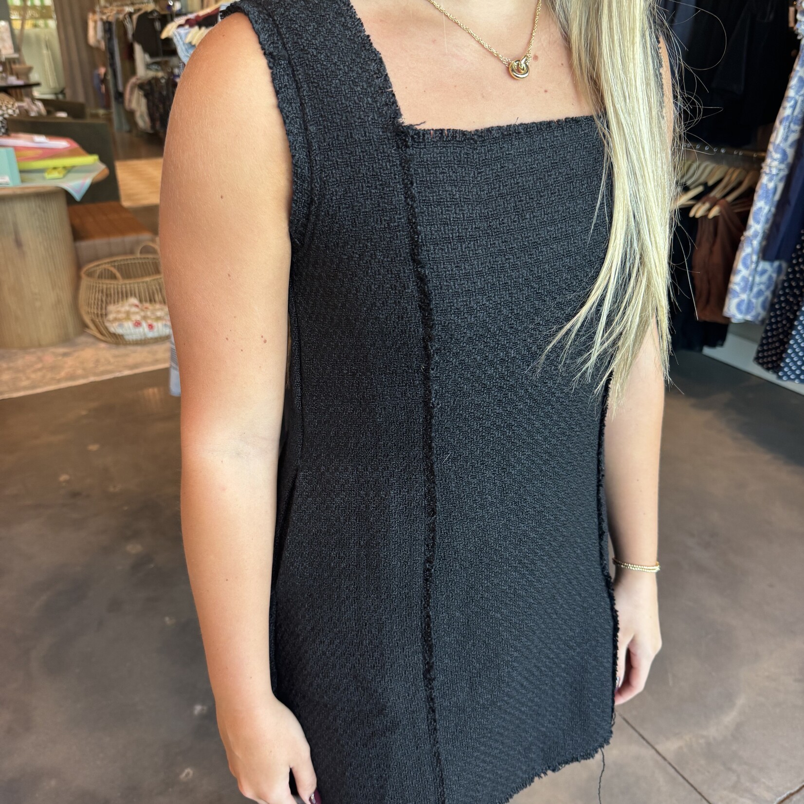 miou muse Raw Hem Tweed Mini Dress