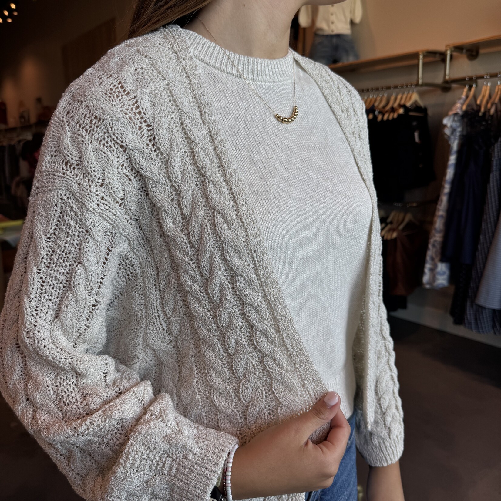 miou muse Light Cable Knit Sweater