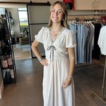 Contrast Lace Corset Detail Midi Dress