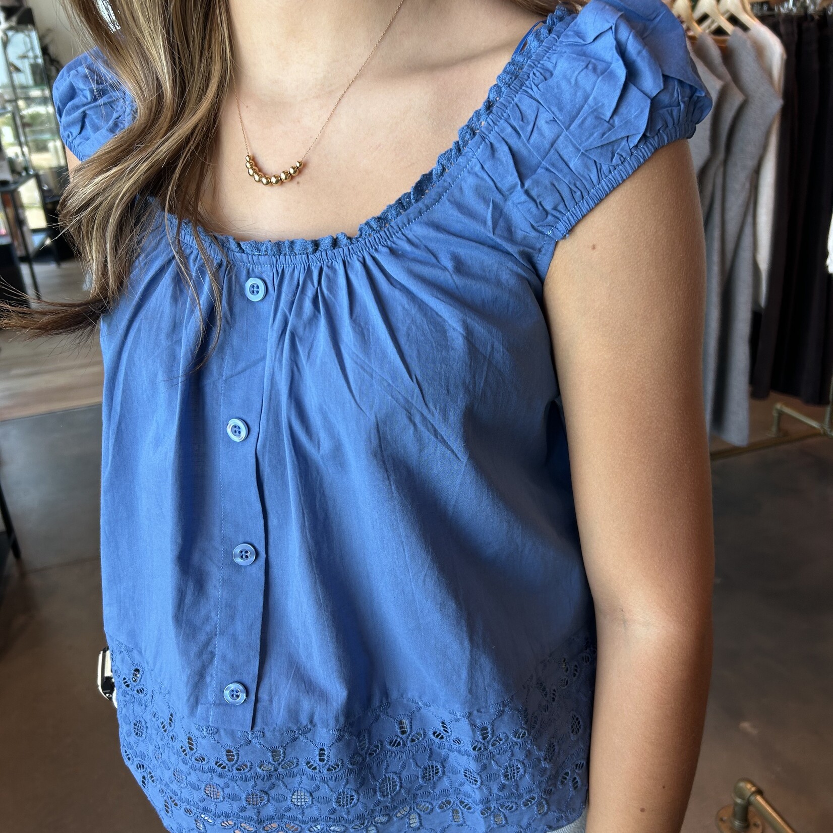 Eyelet Lace Trim Blouse