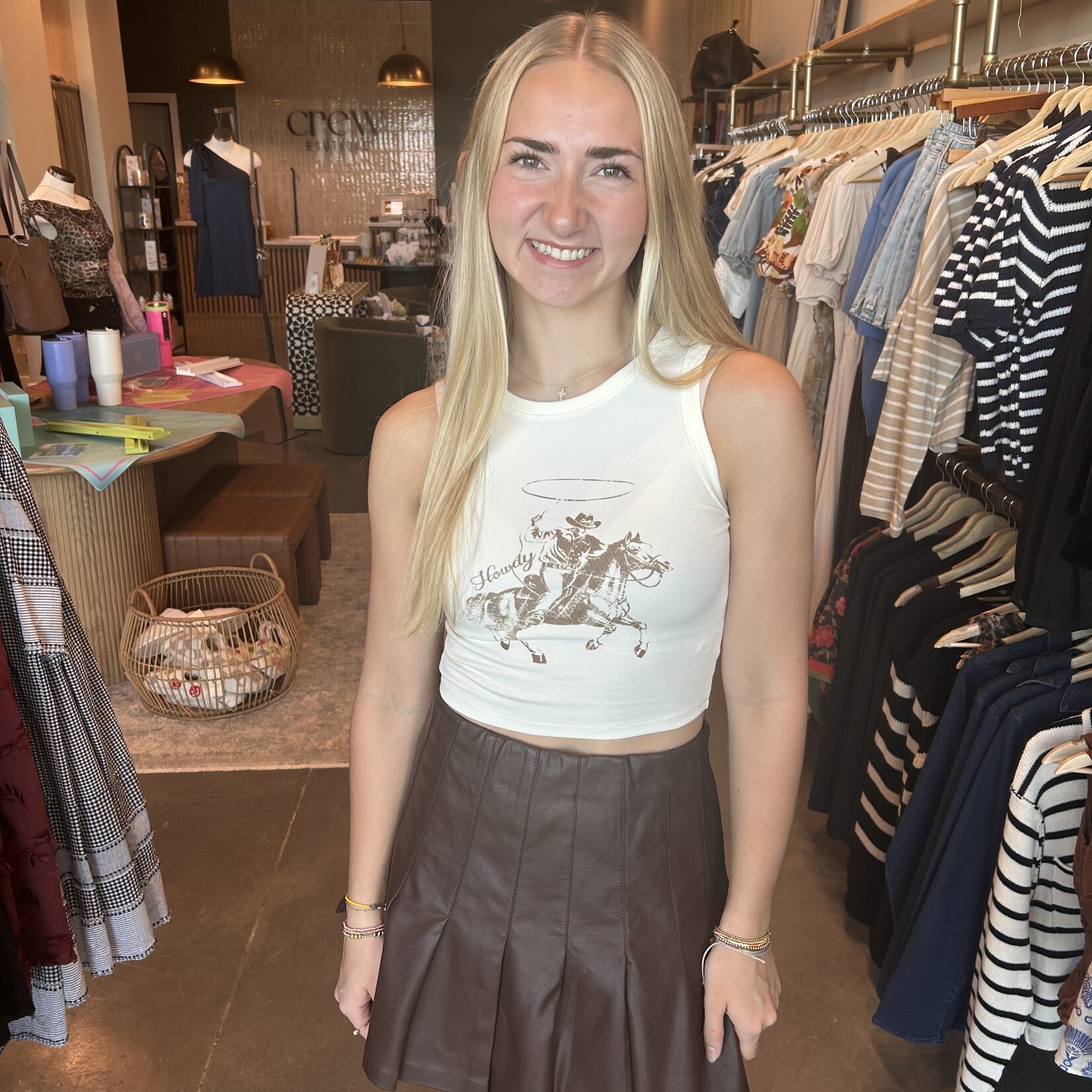 Faux Leather Pleated Mini Skirt
