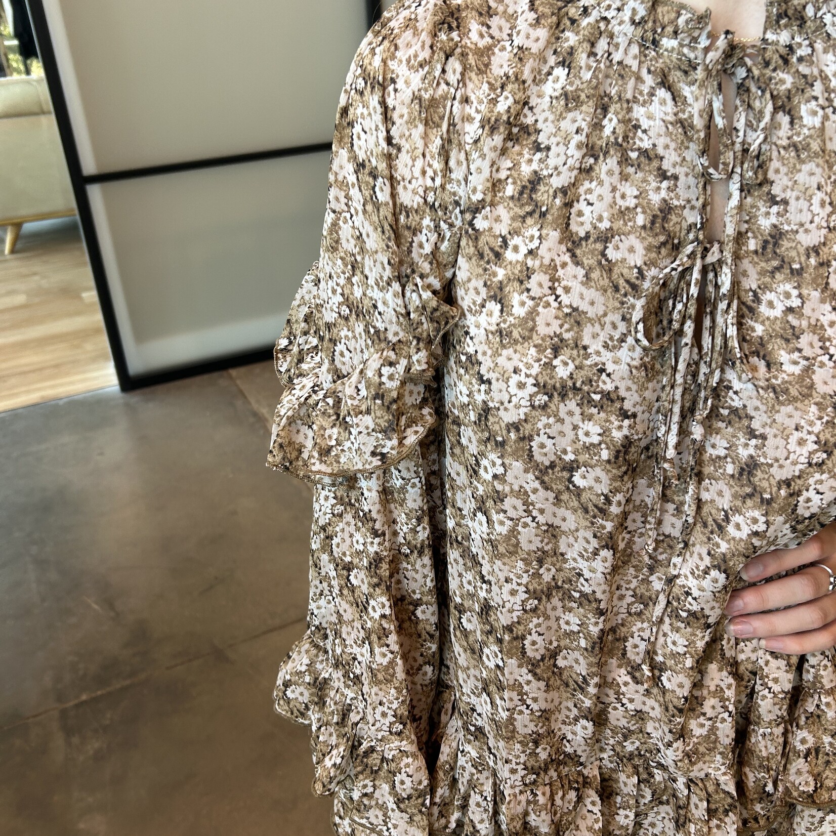 promesa Floral Ruffle Detail Mini Dress