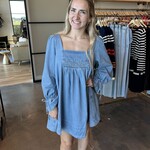 promesa Long Sleeve Denim Mini Dress