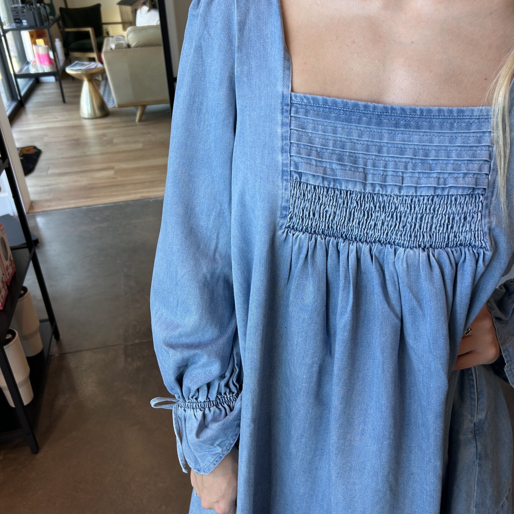 promesa Long Sleeve Denim Mini Dress
