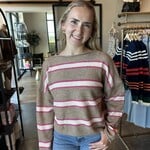 Striped Stretched Neck Sweater