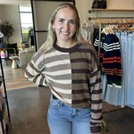 promesa Contrast Color Striped Knit Sweater