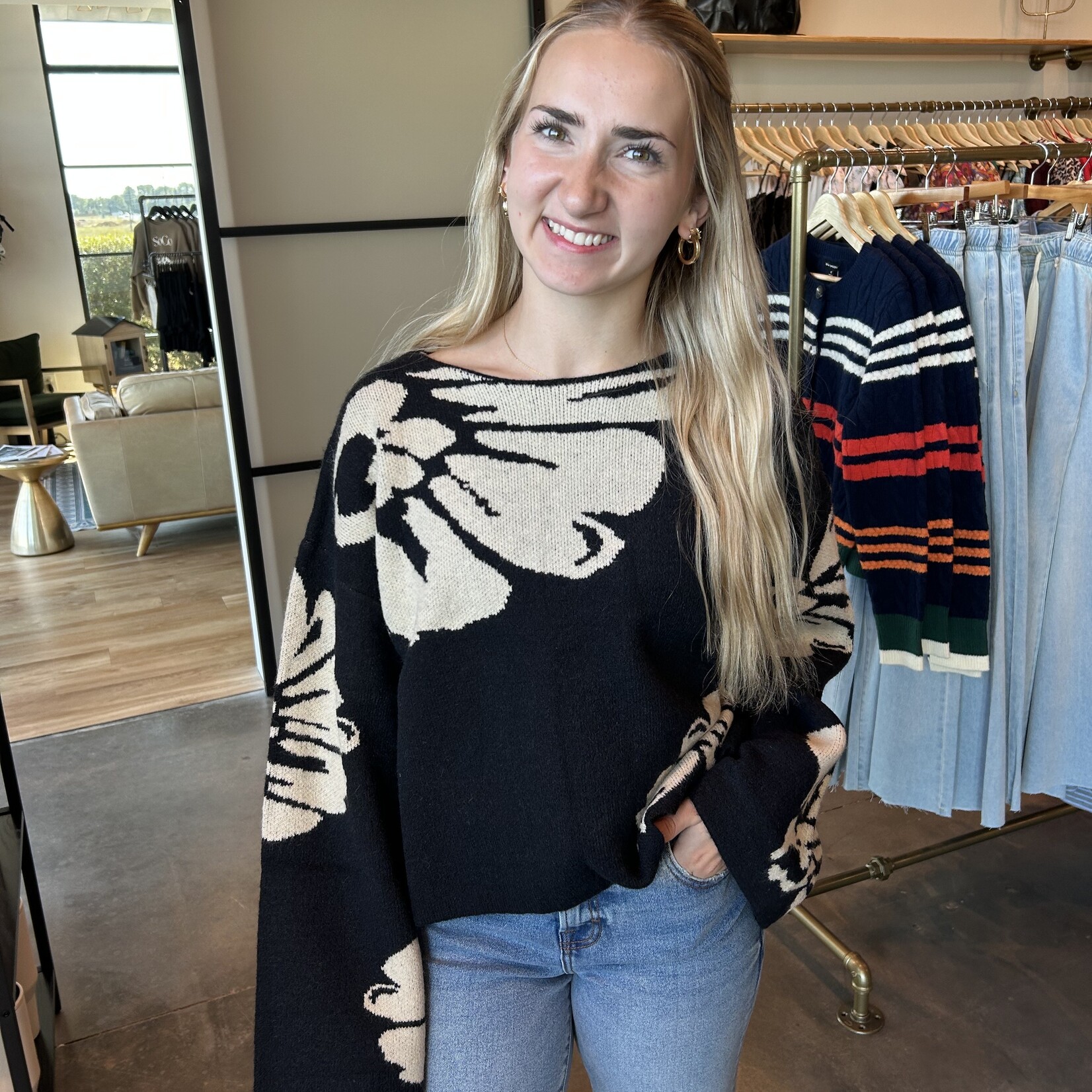 promesa Flower Print Sweater