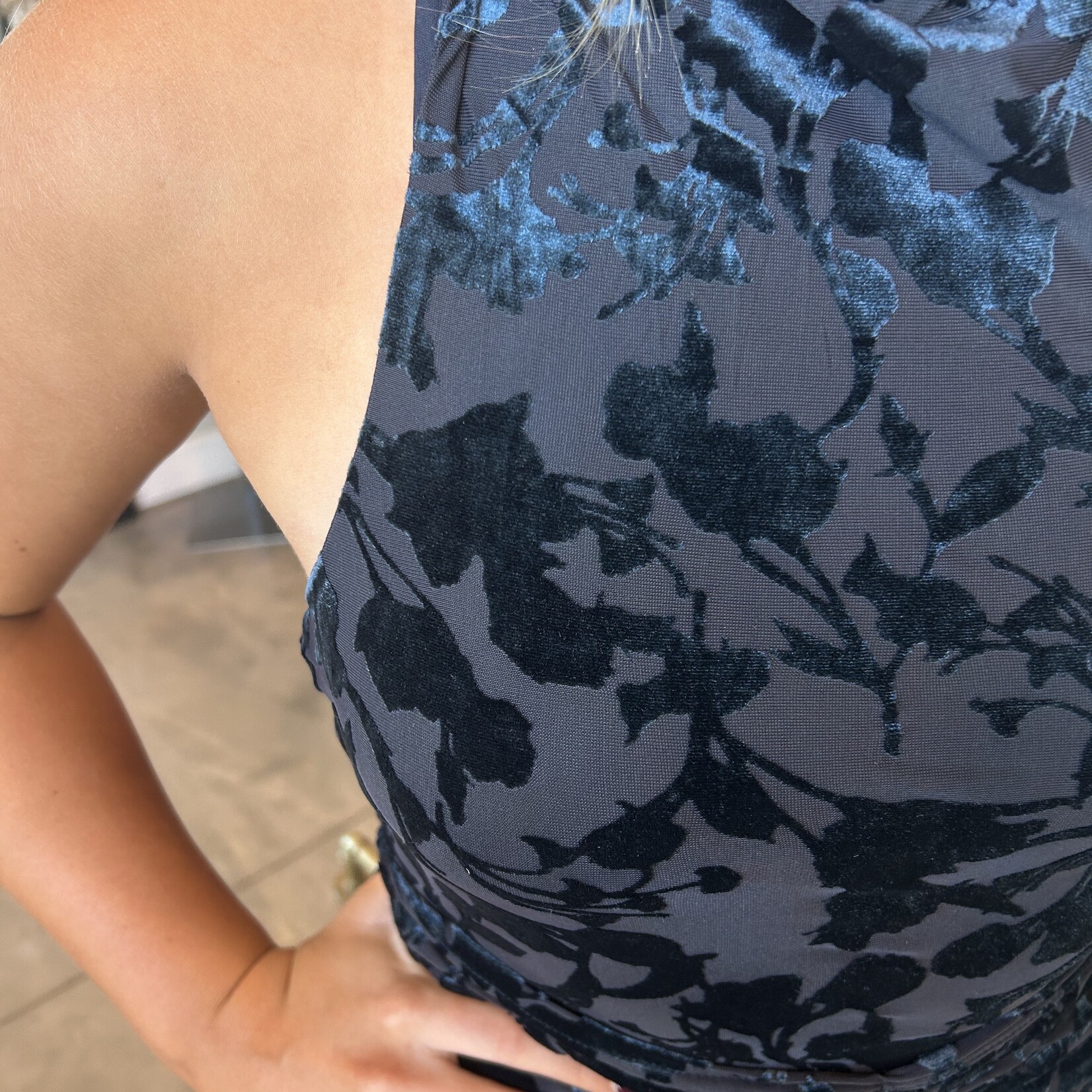 fore collection inc. Velvet Detail Ruched Waist Halter Maxi Dress