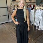 High Neck Drop Waist Maxi Dress