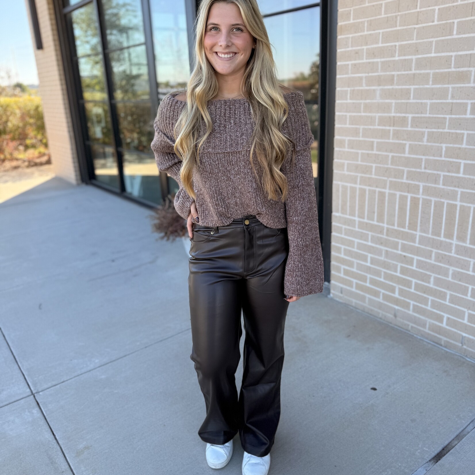 Faux Leather Straight Leg Pants