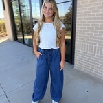 miou muse Elastic Waist Barrel Denim Pants