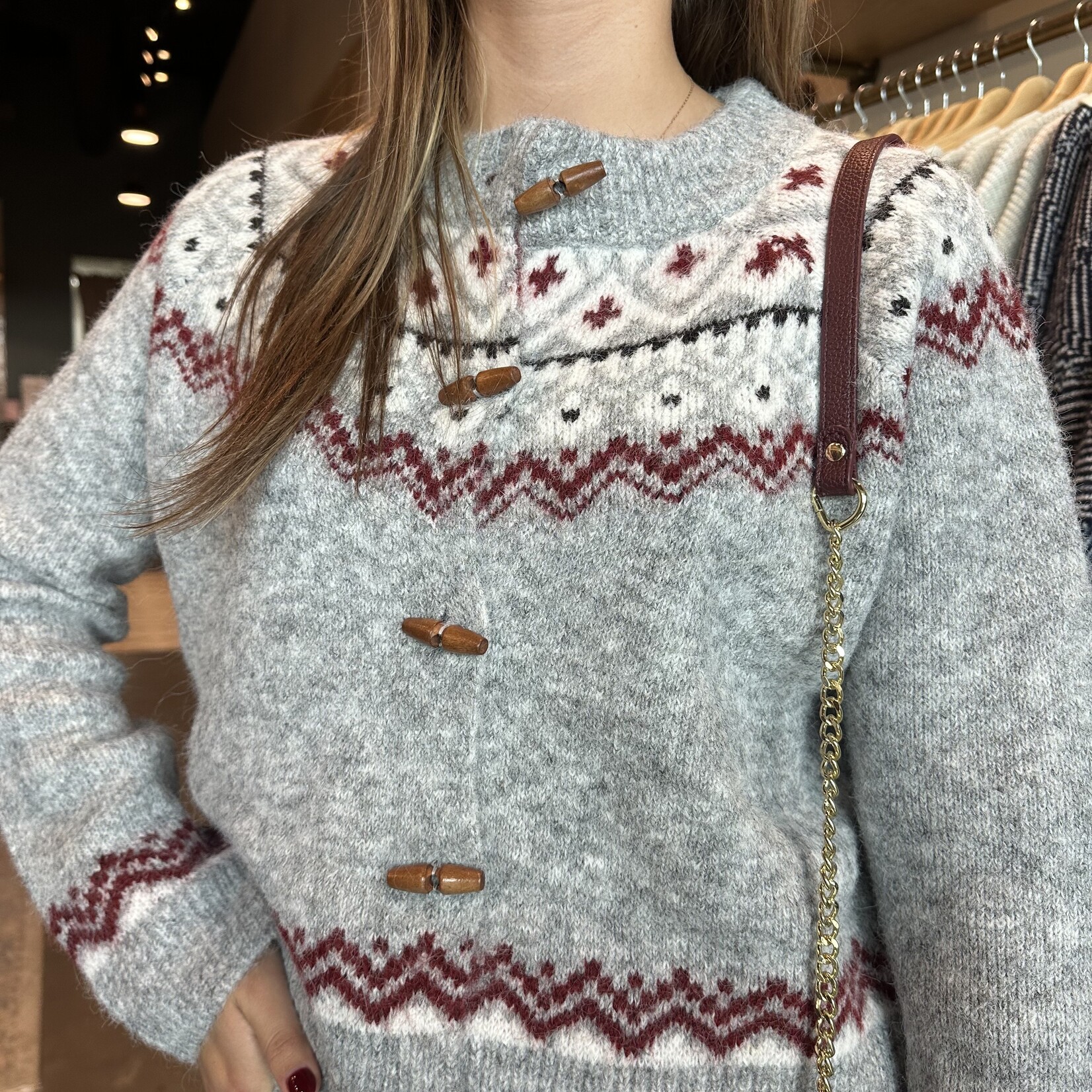 Fair Isle Toggle Knit Cardigan