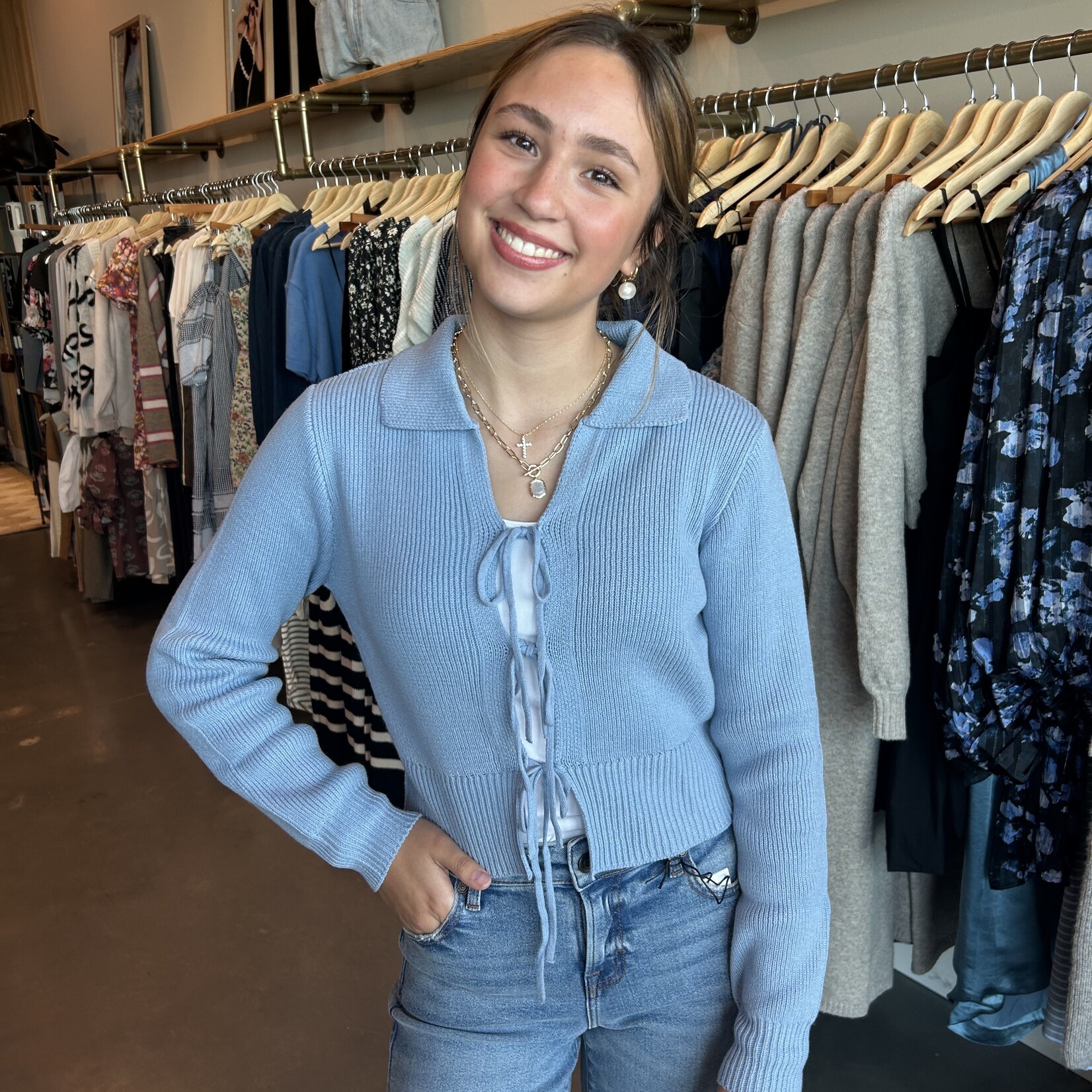 Collared Front Tie Cardigan