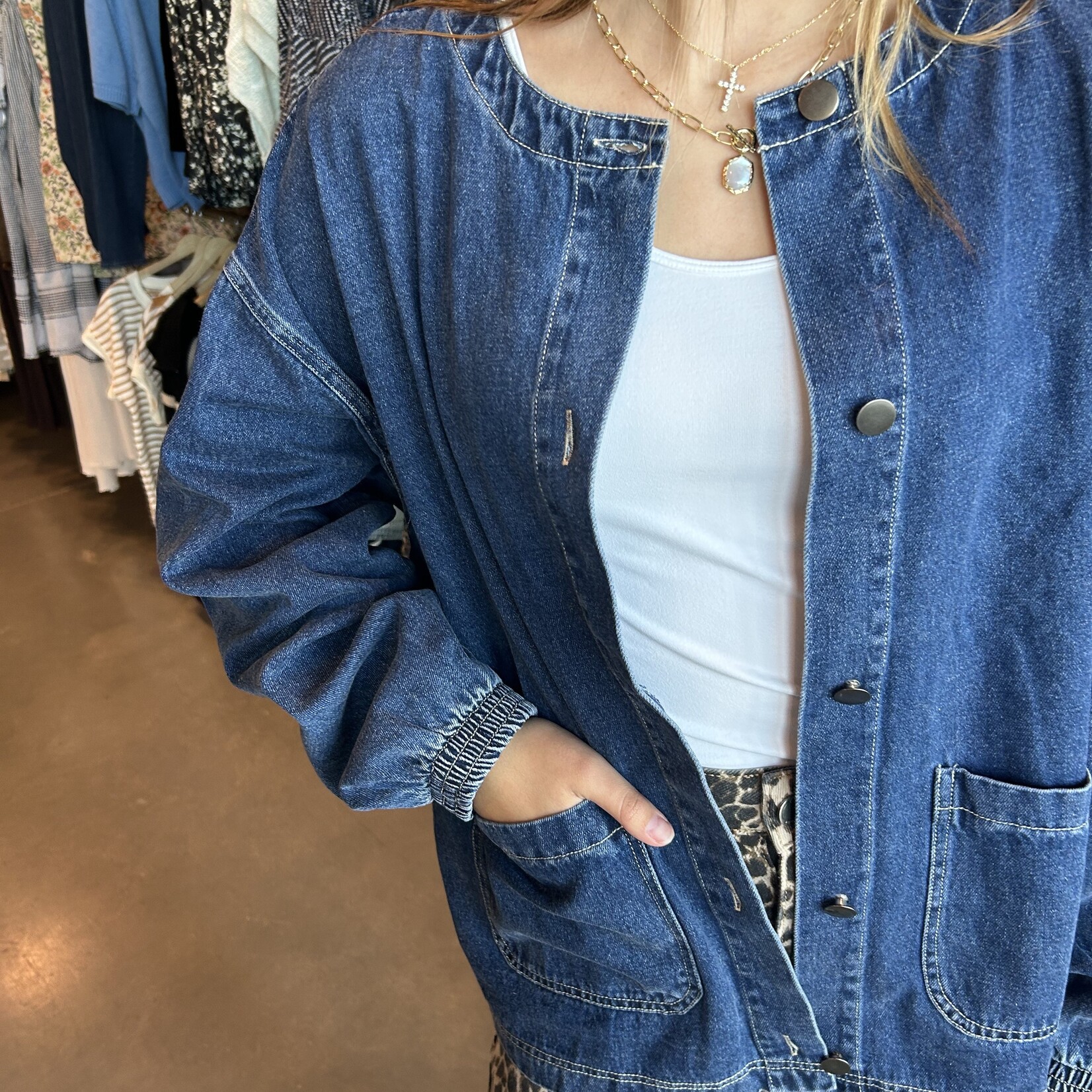 needii Oversized Snap Button Denim Jacket