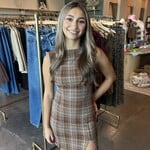 needii Low Back Plaid Mini Dress w/ Slit Detail