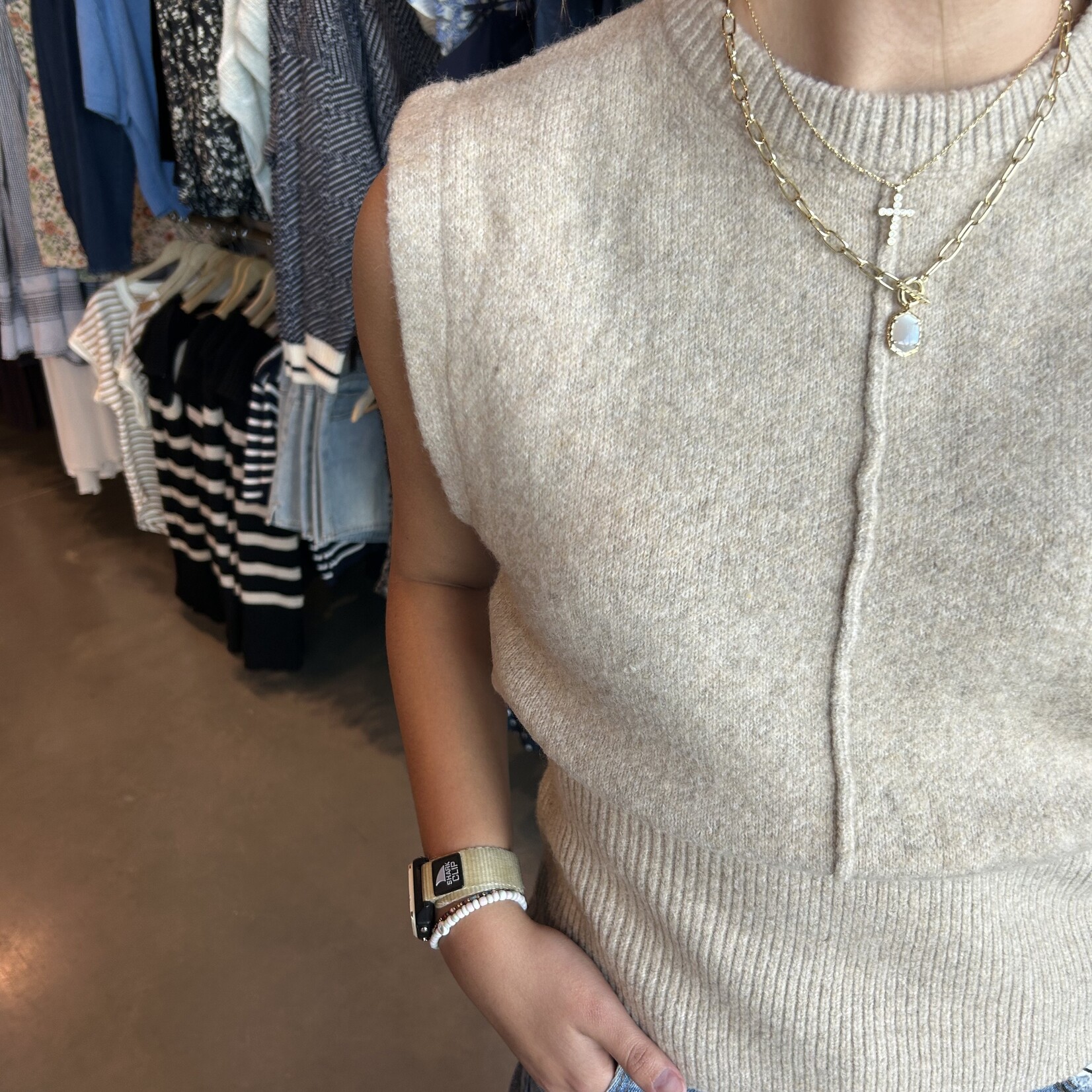 needii Crewneck Side Pleat Sweater