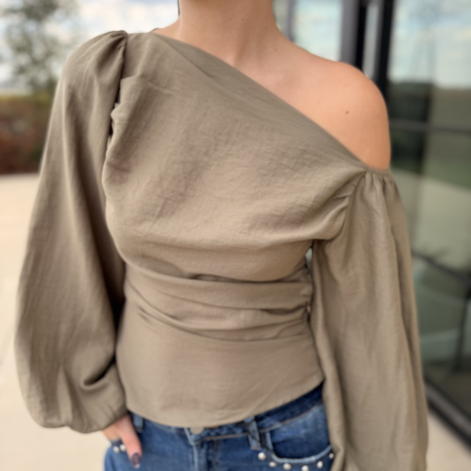 Ruched Asymmetric Top