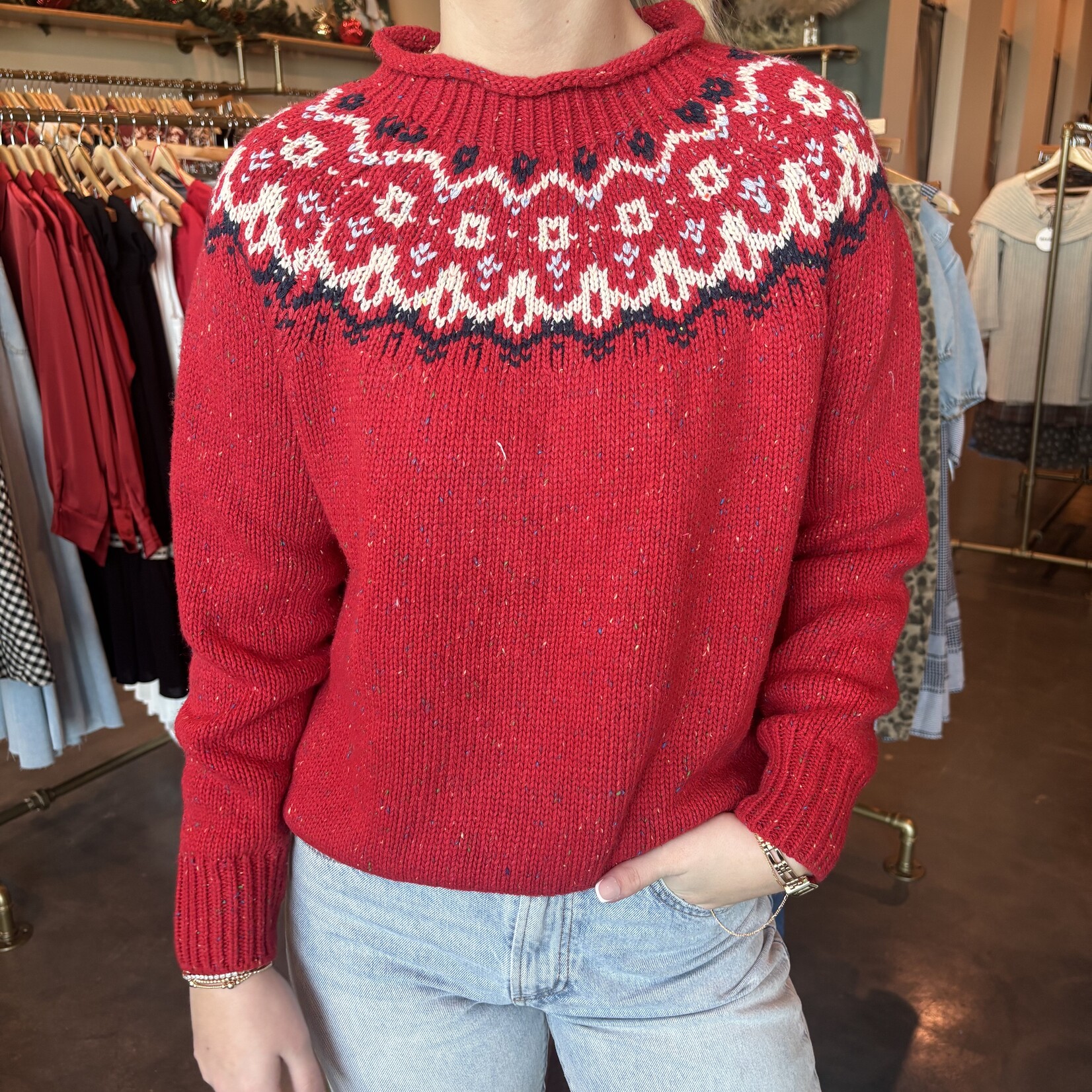 Speckled Knit Fair Isle Sweater