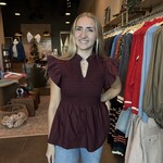 entro Flutter Sleeve Smocked Top