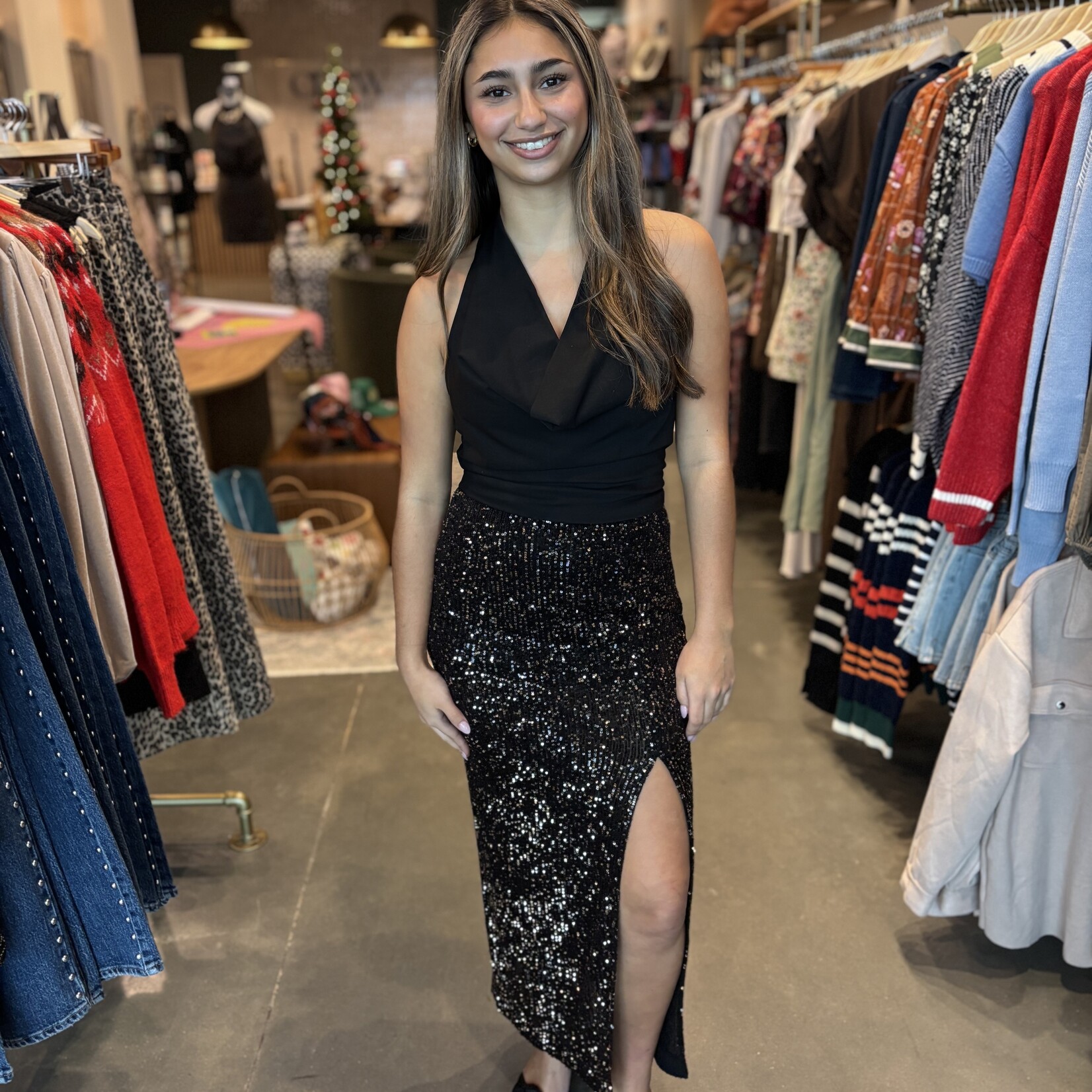 by together Sequin Skirt with Side Slit