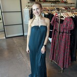 fore collection inc. Strapless Pleated Satin Maxi Dress