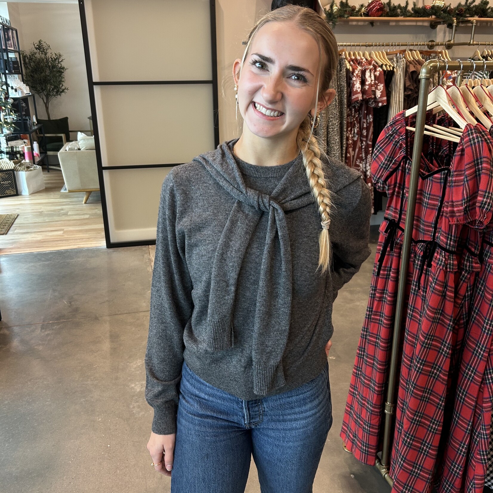 miou muse Basic Sweater w/ Shoulder Detail