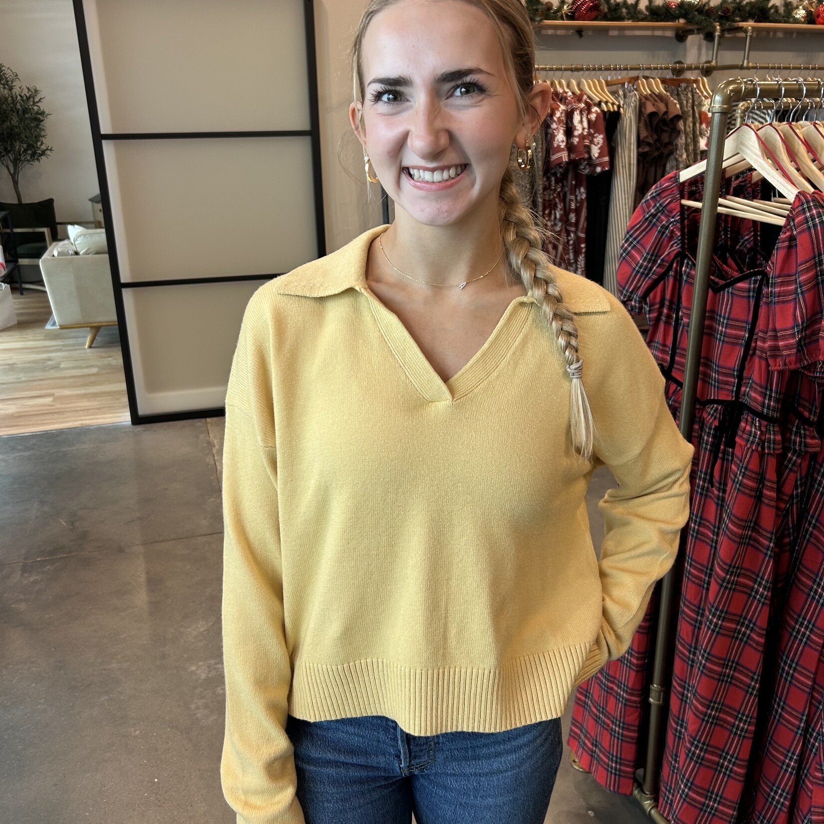 miou muse Collared Knit Sweater