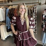 entro Embroider Detail Belted Mini Dress