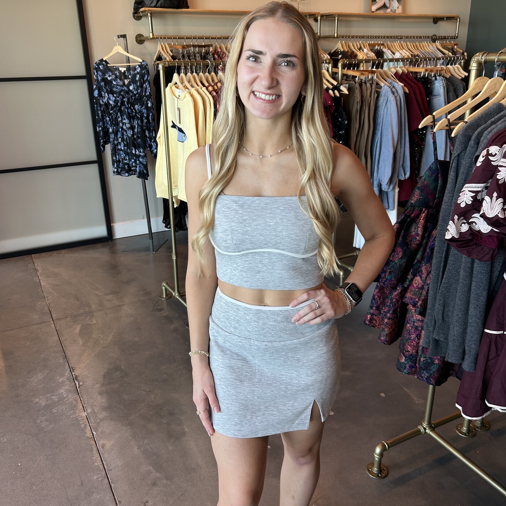 Scuba Contrast Detail Skort Set