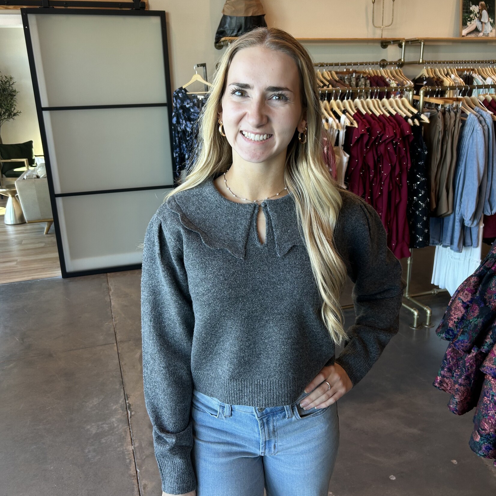 Scalloped Collar Sweater