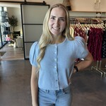 Puff Sleeve Button Sweater