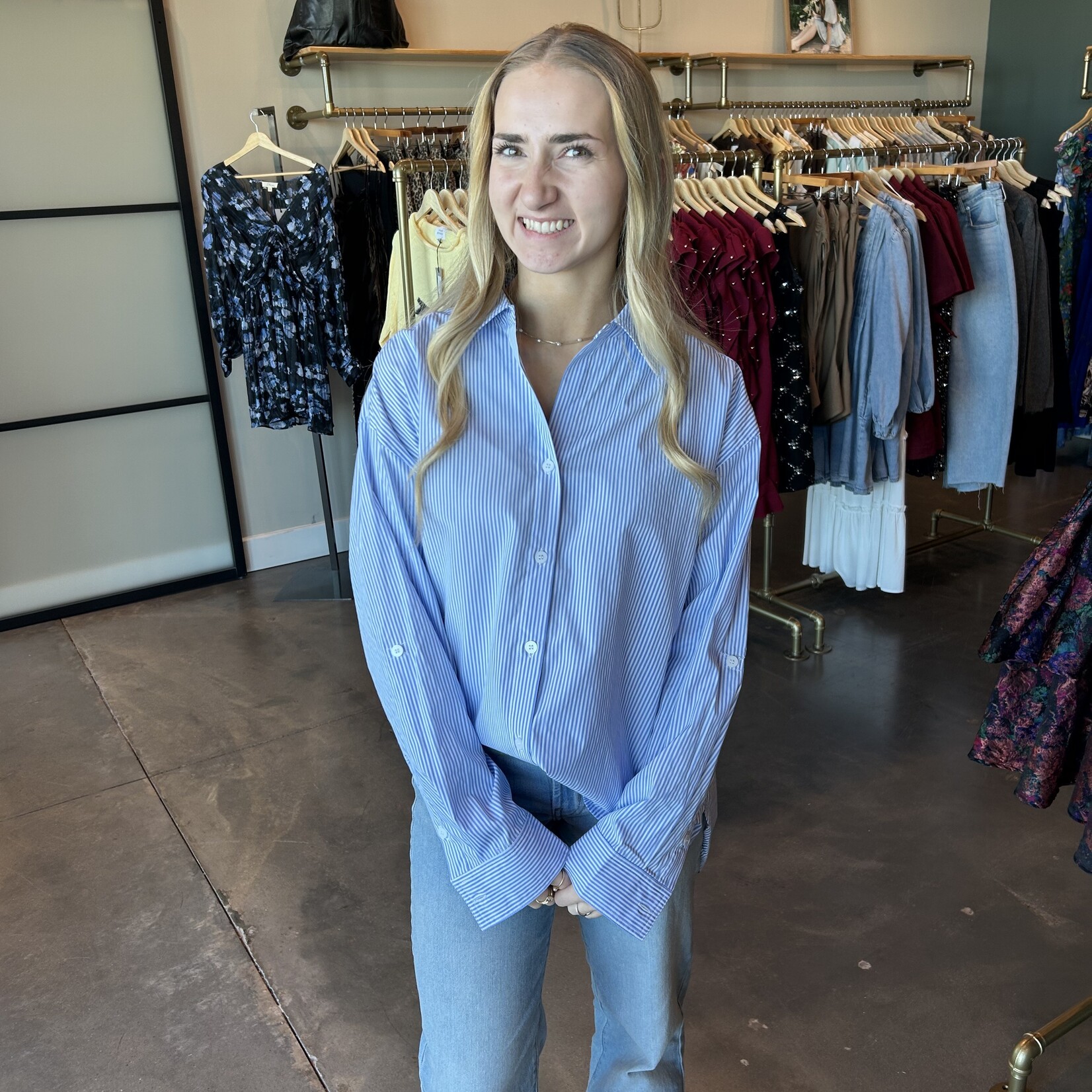 mimosa Oversized Stripe Button Down