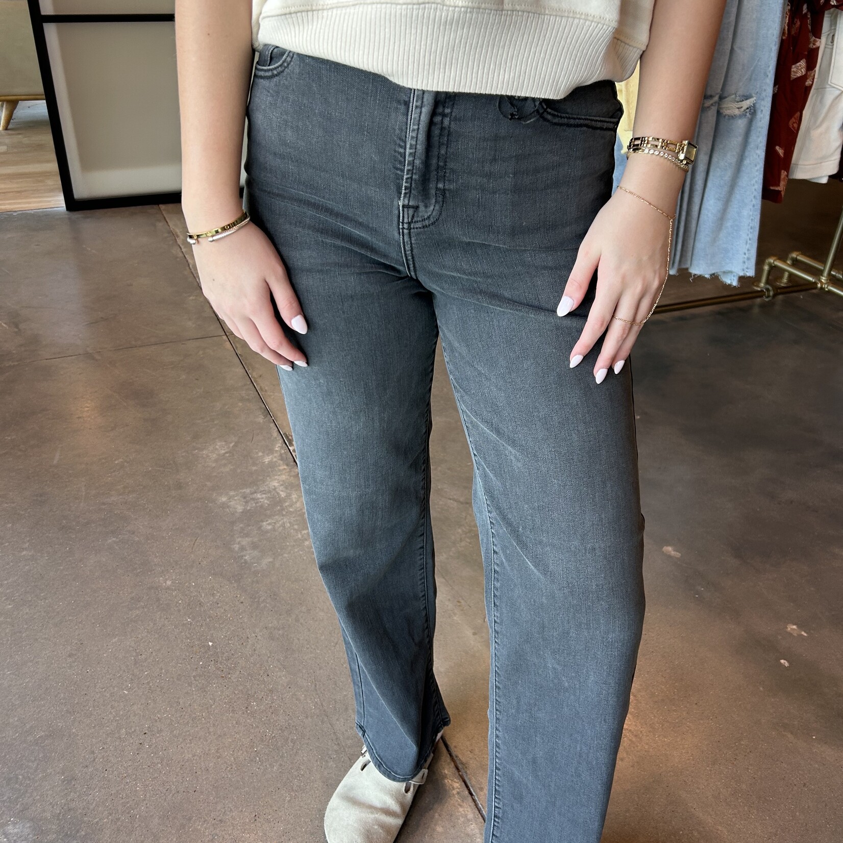 hidden High Waisted Wide Leg Dad Jeans