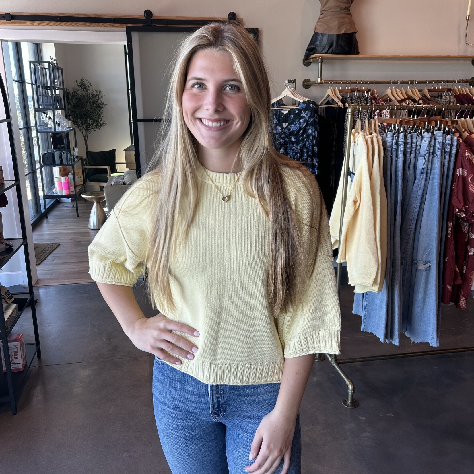 Crew neck Drop Shoulder Sweater Top